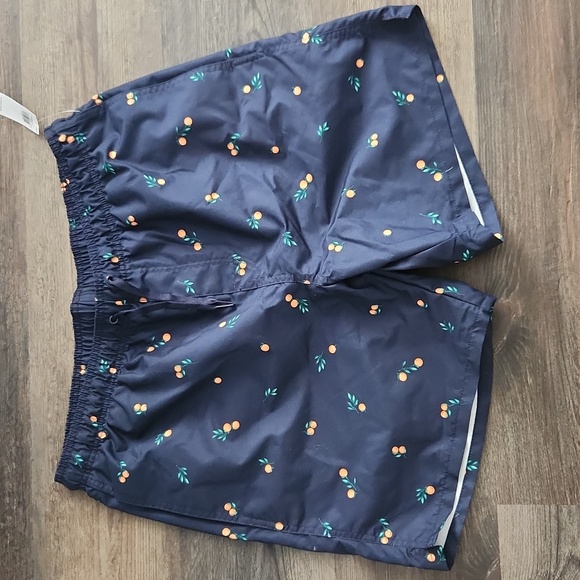 Old Navy men's swim trunks navy blue with oranges size LARGE *new with t… - Picture 1 of 8